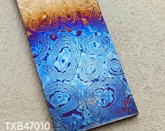 Titanium damascus plate / flat bar , 3alloys, cell pattern. exotic material for pendants or knives