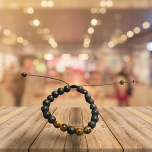 手作りの溶岩石ブレスレット、アロマセラピーディフューザージュエリー、瞑想用の調節可能なユニセックス天然ビーズ