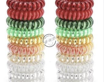 Spiral Hair Tie Set of 5 – Metallic & Neutral Coil Elastics