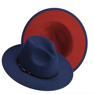 Navy Fedora Hat for Men & Women, Classic Wide Brim Felt Hat, Stylish Outdoor Accessory, Vintage Inspired Fashion Headwear