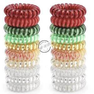 Spiral Hair Ties Set of 5 – Metallic & Neutral Coil Elastics | No Crease Accessories |