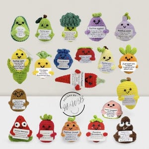 Crochet Veggie Plush, Mini Emotional Support Vegetable Toy for Stress Relief