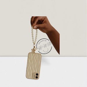 Pearl Phone Wristlet, Faux Beaded Strap for iPhone Charm