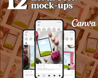 12 Floral Book Mock-Ups Instagram Templates Editable on Canva
