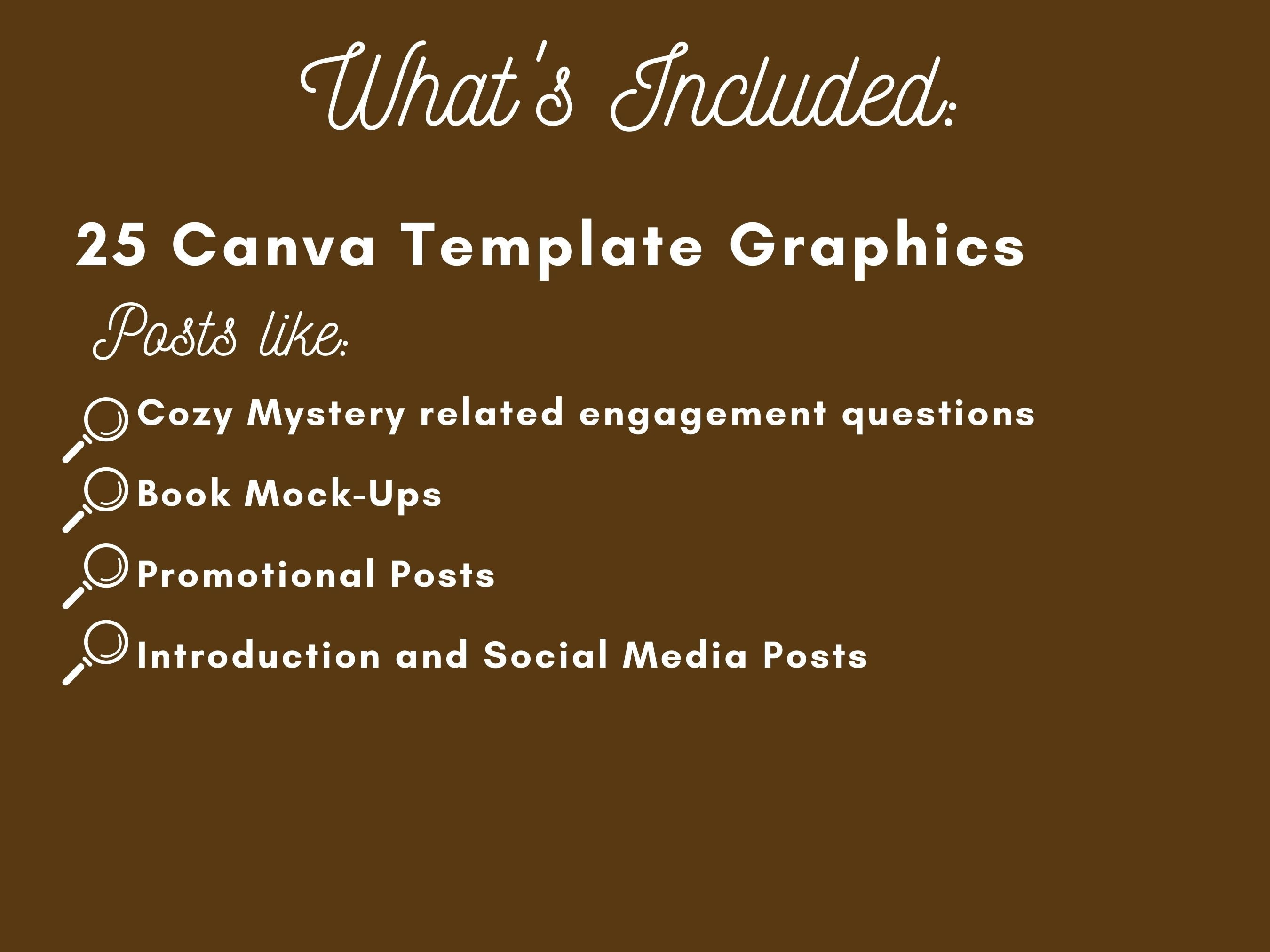 25 Cozy Mystery Author Templates for Canva | Premade Templates for Cozy ...