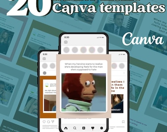 Author Meme Instagram Templates Editable on Canva | Premade Canva Social Media Templates for Authors