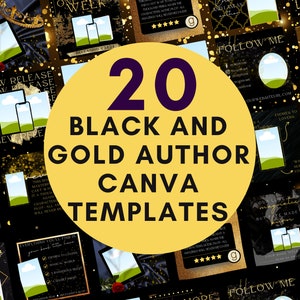 Black and Gold Author Instagram Templates Editable on Canva