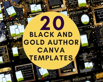 Black and Gold Author Instagram Templates Editable on Canva