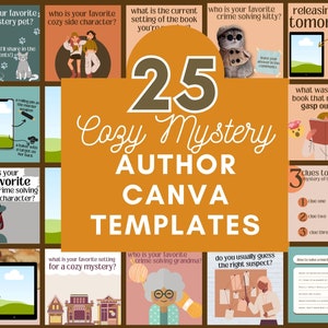 25 Cozy Mystery Author Templates for Canva | Premade Templates for Cozy Mystery Authors