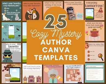 25 Cozy Mystery Author Templates for Canva | Premade Templates for Cozy Mystery Authors