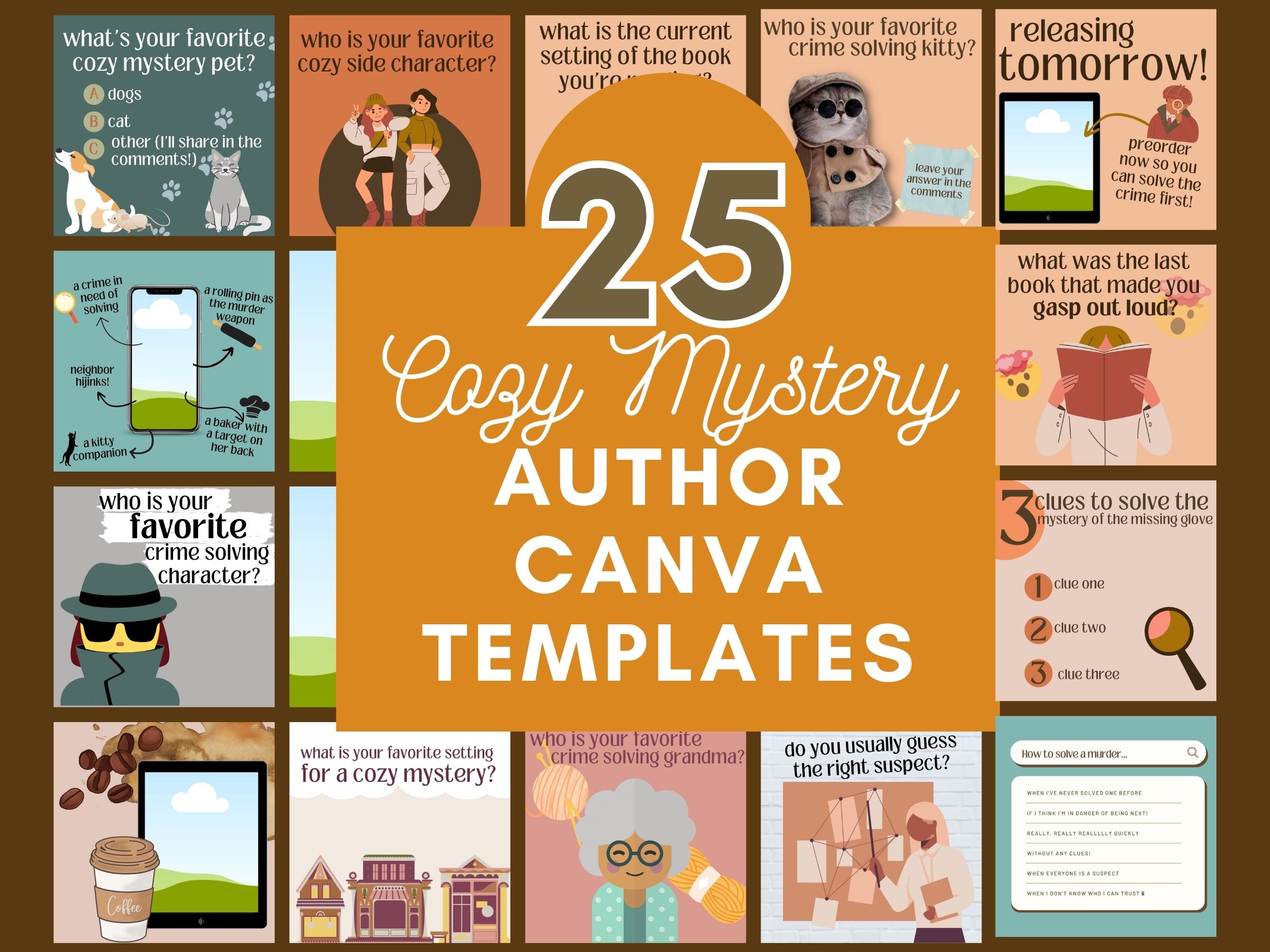25 Cozy Mystery Author Templates for Canva | Premade Templates for Cozy ...