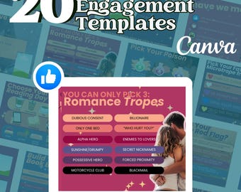 20 Facebook Party Engagement Romance Author Reader Canva Templates