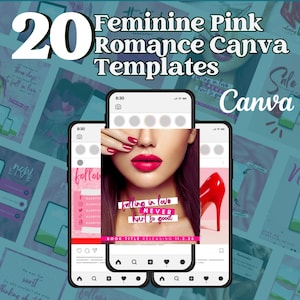 Feminine Pink Romance Author Instagram Templates Editable on Canva