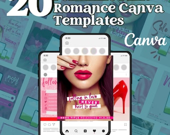 Feminine Pink Romance Author Instagram Templates Editable on Canva