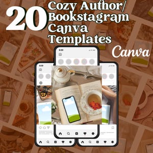 Cozy Neutral Author Bookstagram Bookish MockUp Canva Templates