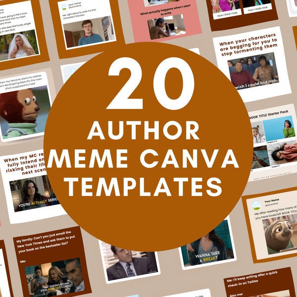 Author Meme Instagram Templates Editable on Canva | Premade Canva Social Media Templates for Authors