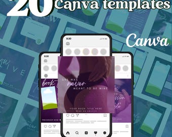 Dark Romance Author Instagram Templates Editable on Canva