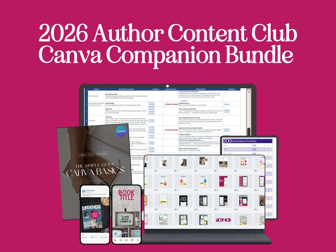 2026 Author Content Calendar + Canva Template Bundle | 400 Instagram ...