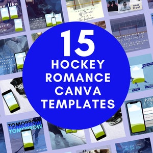 15 modèles d&#39;auteur de romance de hockey pour Canva | Modèles prédéfinis pour les auteurs de romans sportifs de hockey