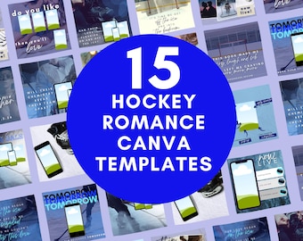 15 Hockey Romance Author Templates for Canva | Premade Templates for Hockey Sports Romance Authors