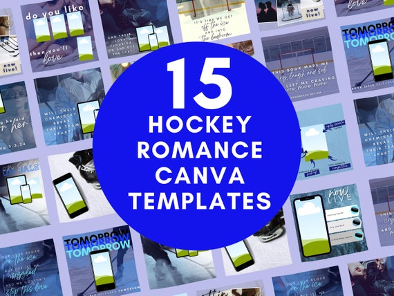 15 Hockey Romance Author Templates for Canva | Premade Templates for Hockey Sports Romance Authors