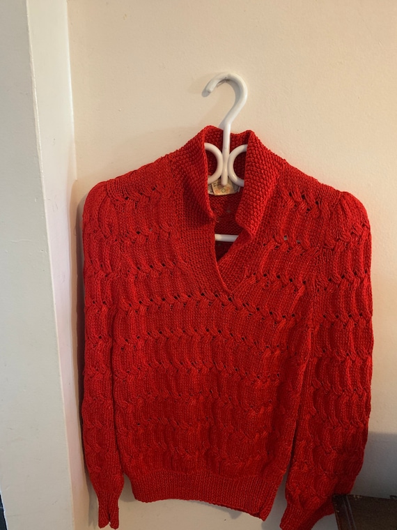 Vintage Nannell women’s hand knit Red sweater