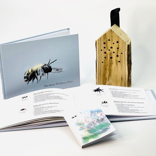 Geschenkset "Wildbiene" | Buch + Insektenhotel + Premiumsamen