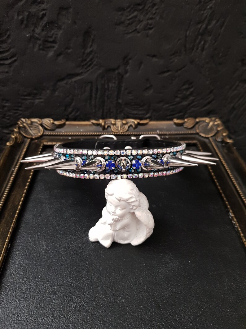 Crystal and spike Cat or Dog Collar 28-33cm length