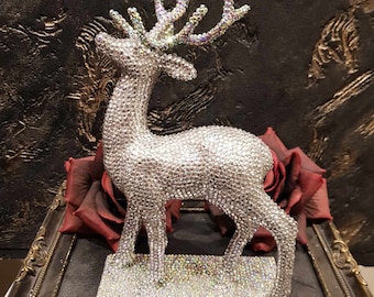 Bling Crystal Rhinestone Reindeer Figurine, home decor gift,ready to ship