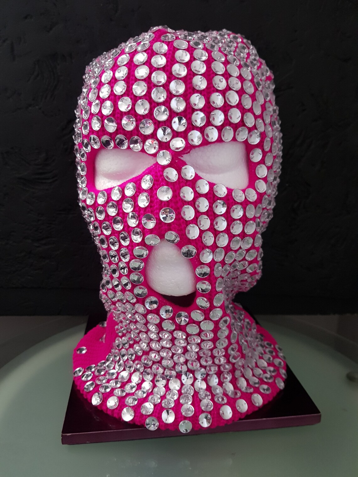 Knit ski mask with large crystalLuxury Full Face Jewel Mask Etsy