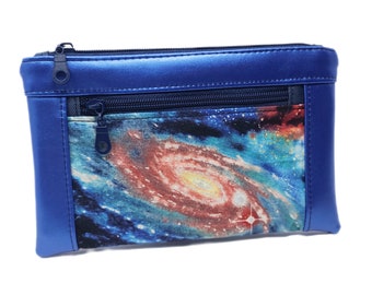 Galaxy Space Blue Zipper Pouch - Double Zipper Devon Pouch