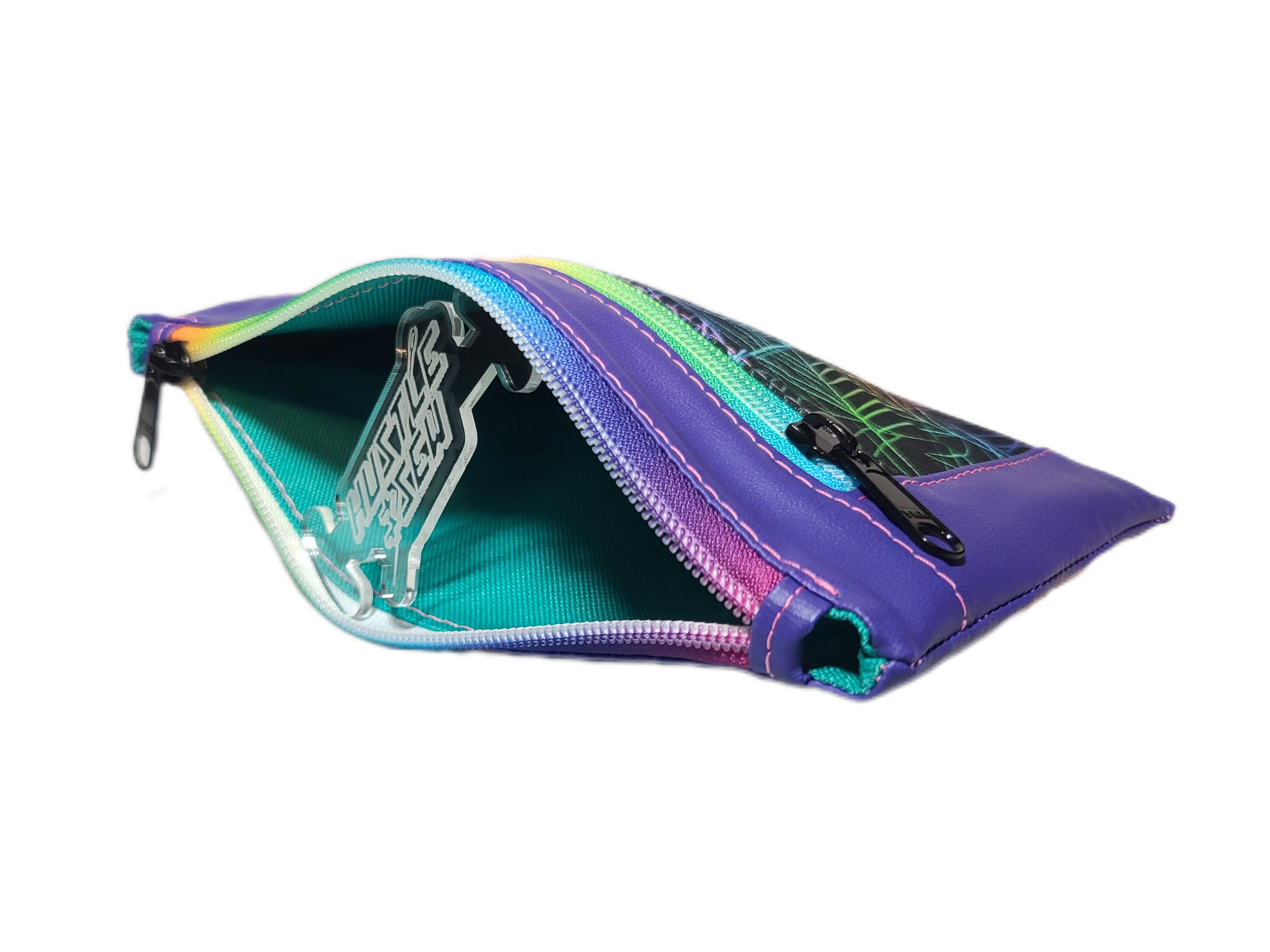 Rainbow Spiderweb Zipper Bag - Rainbow Goth Double Zipper Rainbow Spiderweb Zipper Bag - Rainbow Goth Double Zipper