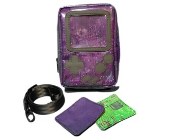 Gameboy Color Mini Sling Bag - Atomic Purple Gameboy Crossbody Bag with Ita Pocket