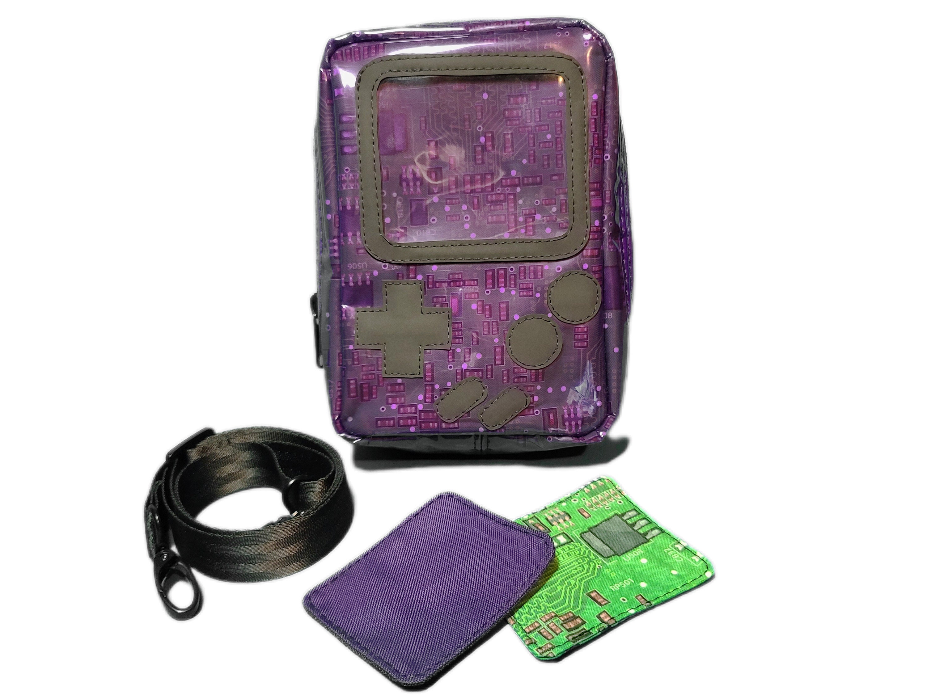 Gameboy Color Mini Sling Bag Atomic Purple Gameboy Crossbody Bag with Ita Pocket