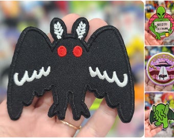 Cthulhu Mothman Cryptid UFO Alien Patches - Iron On - Paranormal Legend Badges