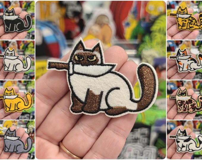 Knife Cat Patches - Iron On - Evil Bad Kitty Badges