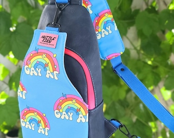 Gay AF Handmade Sling Bag - Pride Rainbow Retro Crossbody Faux Leather