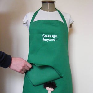 SECRET  Willy Apron Novelty Funny . Kitchen ,embroidered with 6 slogans Sausage Anyone. funny   6 colours and slogans made in Uk by Chrisym