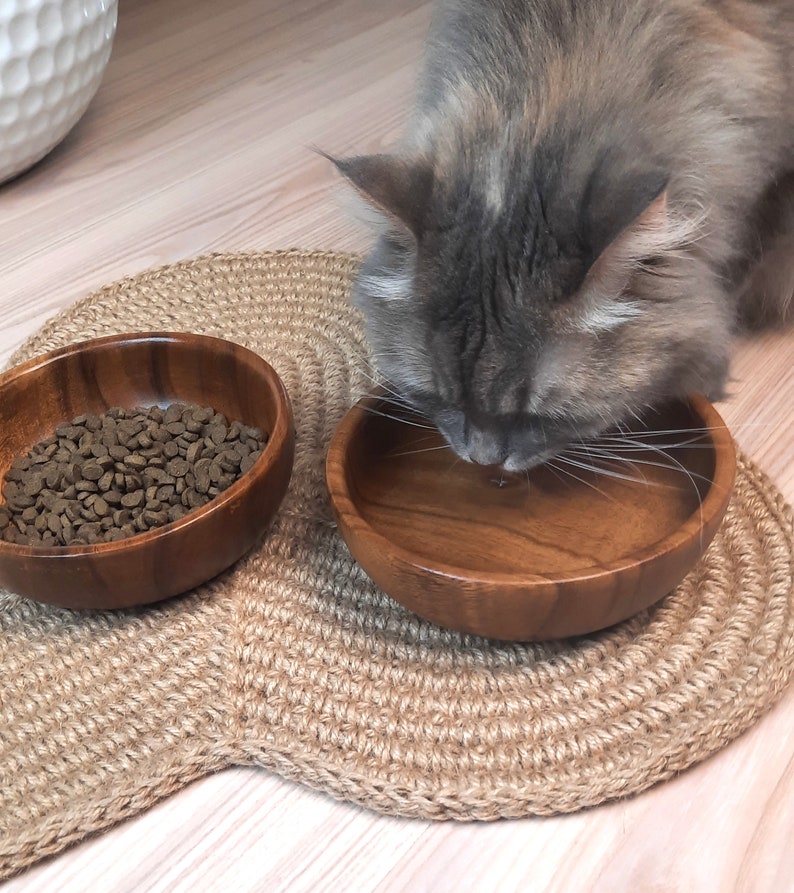 Dog Bowls Jute Placemat Large Pet Food Mat Dog Lover Gift Etsy