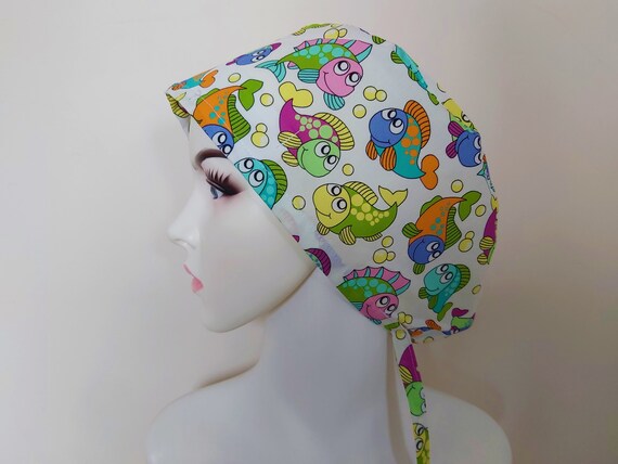 Surgical Scrub Cap Nurse Hat Cap Fish 