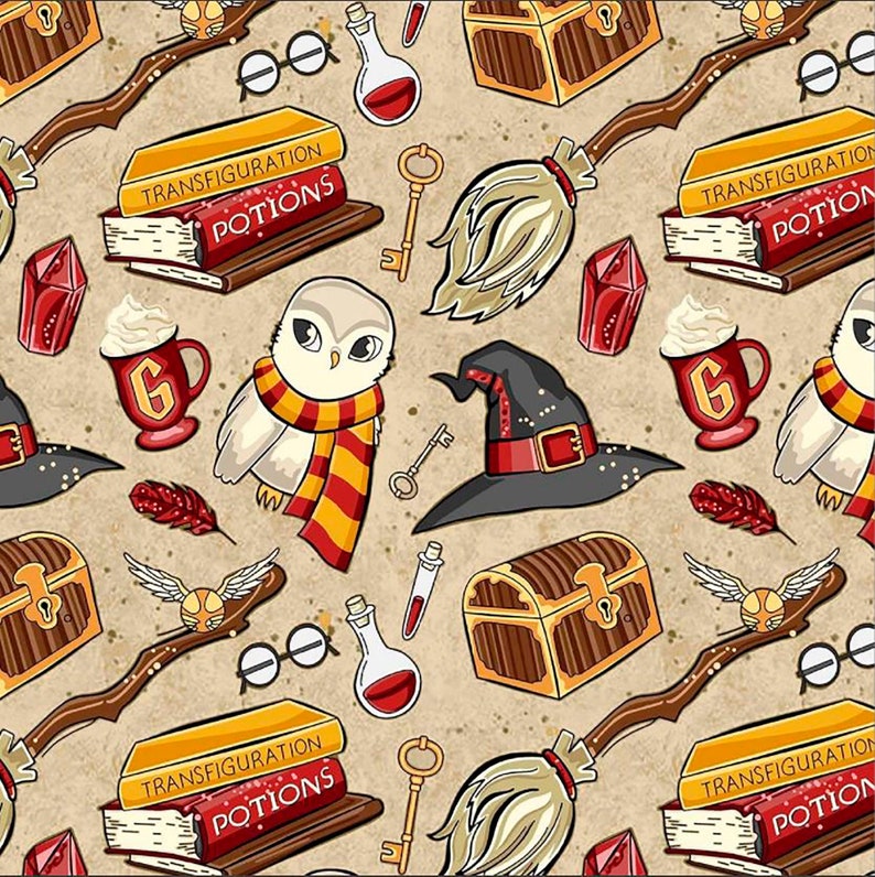 Harry Potter Pattern Fabric Magic School Wizard Pattern Etsy