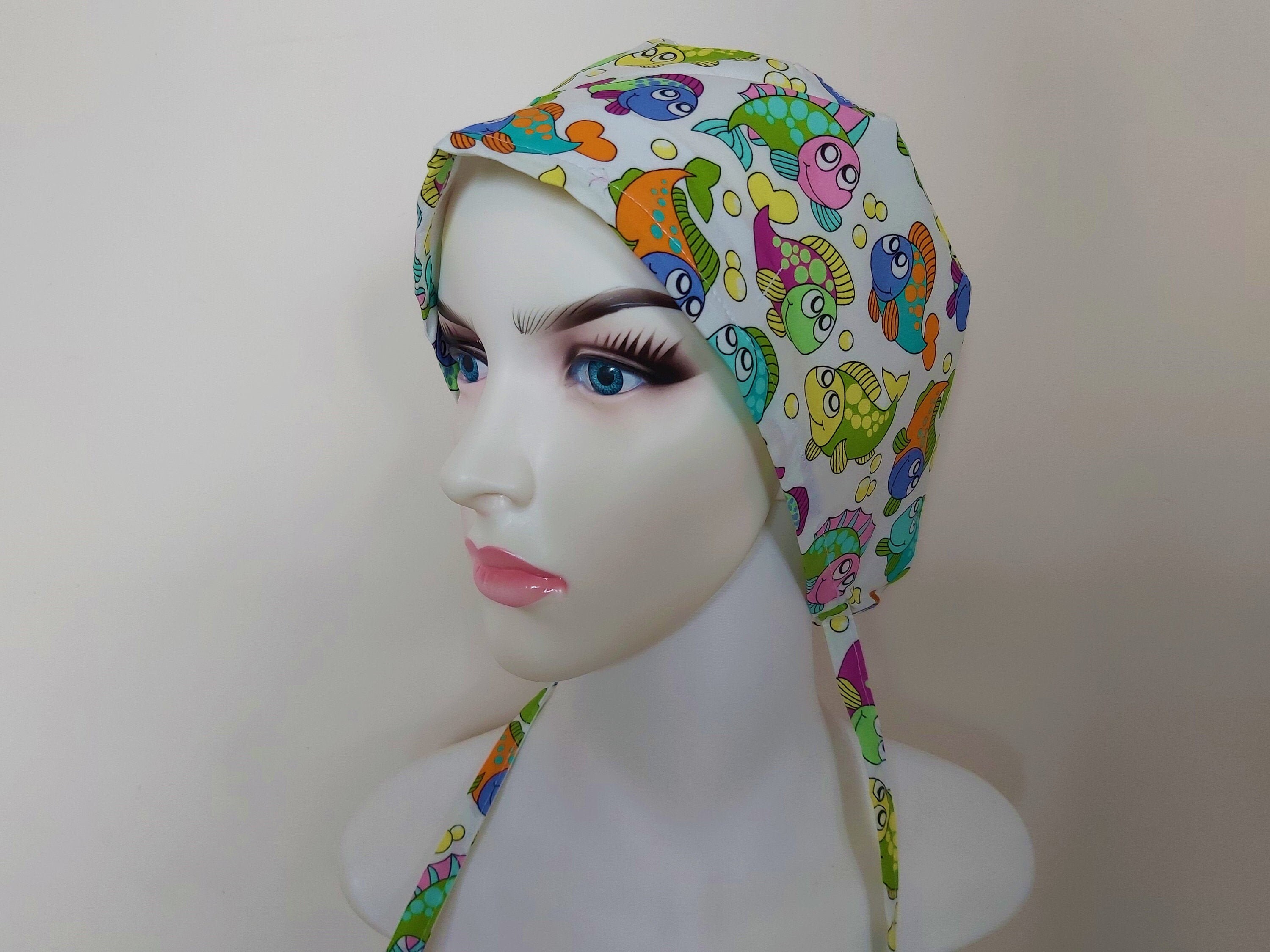 Surgical Scrub Cap Nurse Hat Cap Fish 