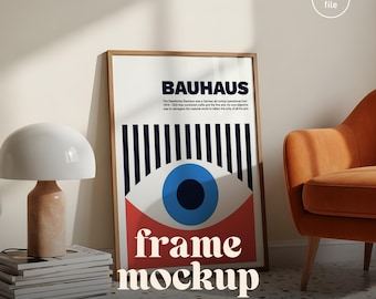 Rahmen Mockup – Gemütliche Wohnzimmerszene • Natürliches Licht • A4 / Vertikaler Posterrahmen PSD