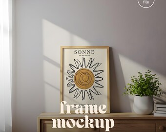 A4 Frame Mockup: Minimal Natural Light Interior Scene (PSD)