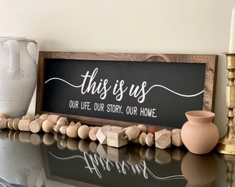 This Is Us Wood Sign, Handmade Sign, Wooden Sign, Family, Housewarming Gift, Wedding Gift, Farmhouse Decor, Wall Decor, Our Life, Our Home