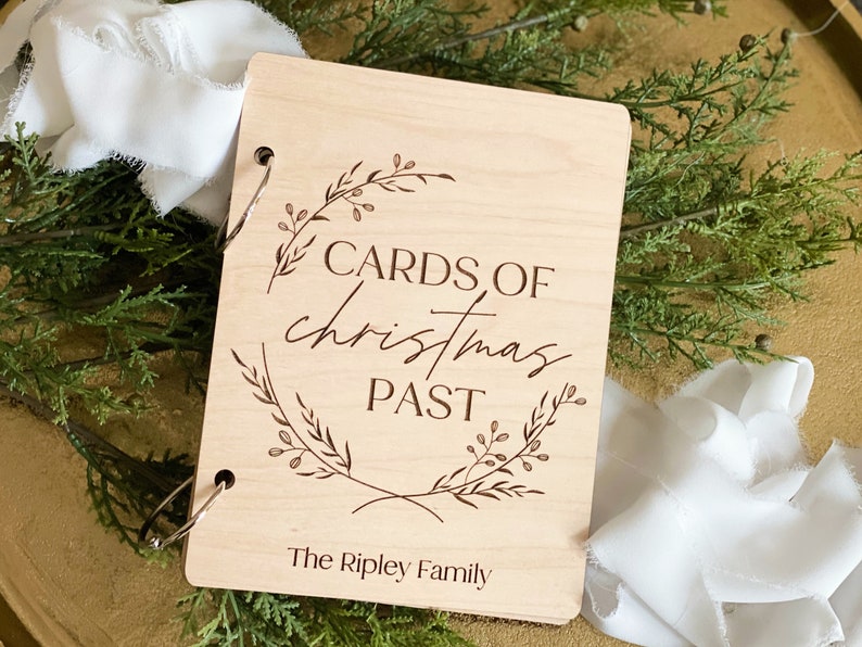 Christmas Card Holder, Card Book, Cards Keepsake, Card Storage, Custom Christmas Memory Book, Custom Card Keeper, Christmas Cards, Gift Natural Wood