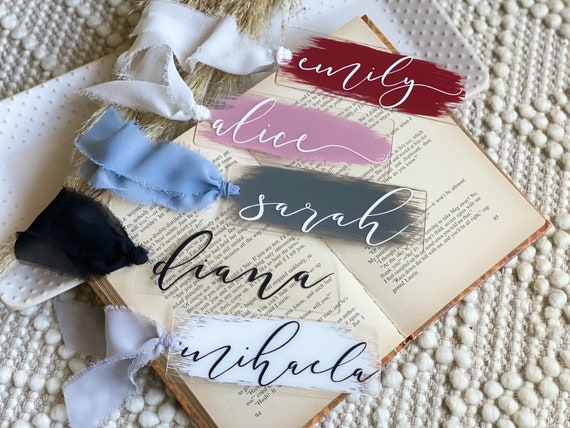 Personalized satin ribbon on sale bookmarks