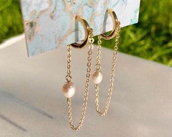 Metal Chain Tassel Hoop Earrings
