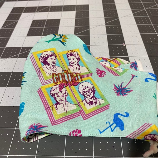 The Golden Girls pictures Face Mask with Filter Pocket and Channel for Nose Bridge with optional Matching Scrunchie