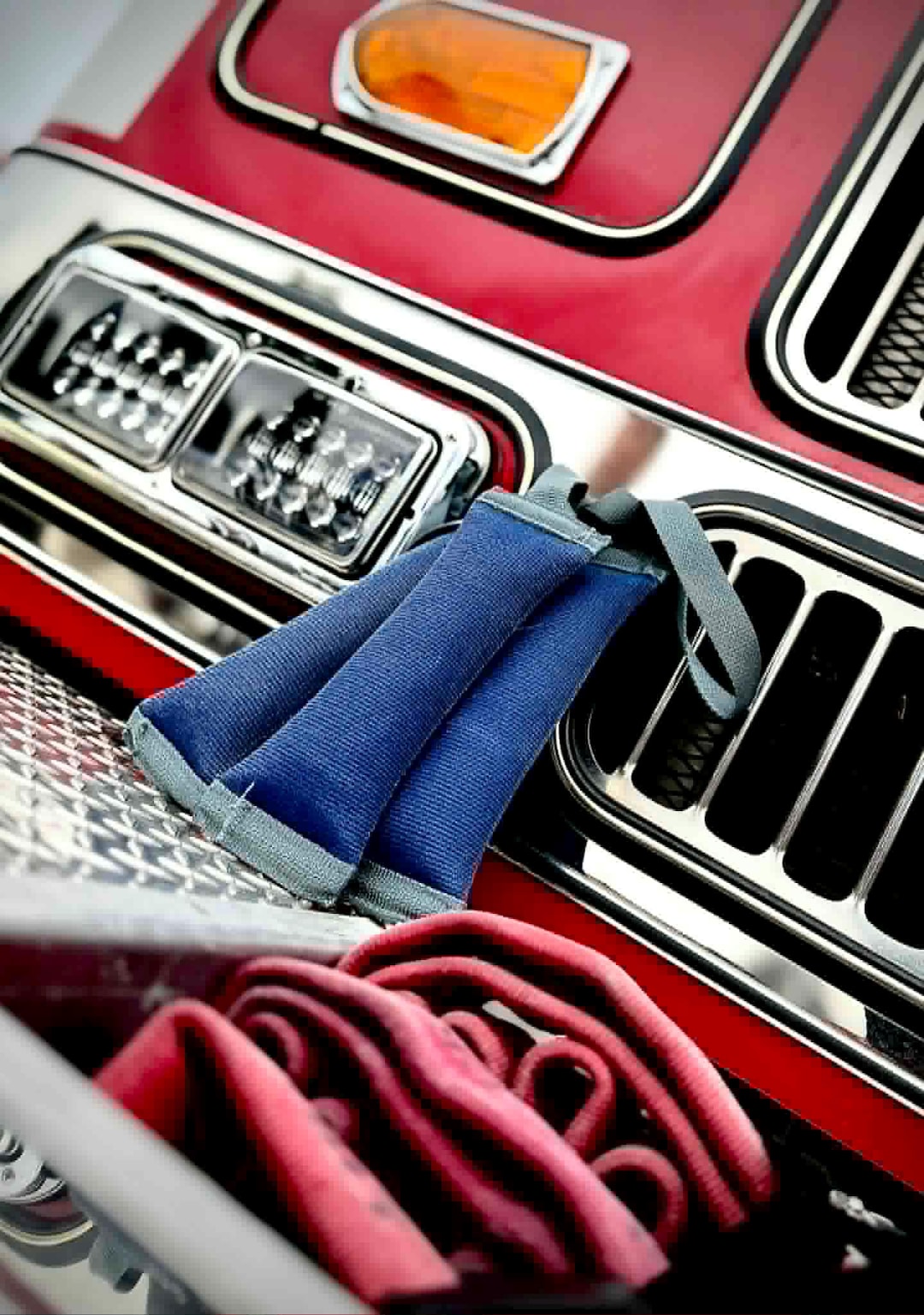 Handmade firehose dog tug toy